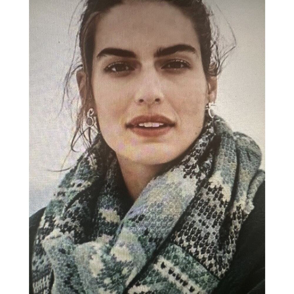 J. Jill Teal/Blue Patterned Infinity Scarf Wrap - Picture 2 of 5